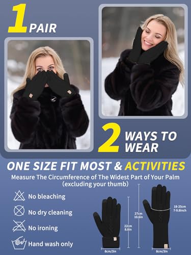 UKNOWISA Handschuhe Winter Damen, Doppelte Thermo mit Fleecefutter Touchscreen Strick wollhandschuhe Laufen Radfahren Fahren für Damen Herren