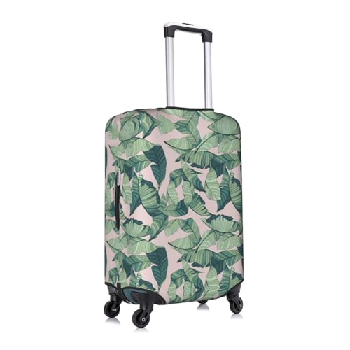 Green Palm Tree Leaves Pink Print Luggage Cover For Suitcases, Elastic Travel Bag For Luggage, Stylish Design3