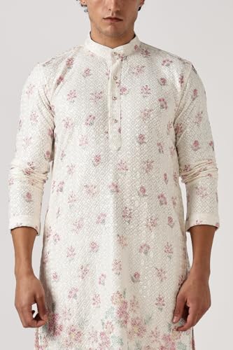 Image of BE ACTIVE Men's Cotton | Regular Fit Casual Mandarin Collar | Long Length Full Sleeves | Embroidered Indian Kurta