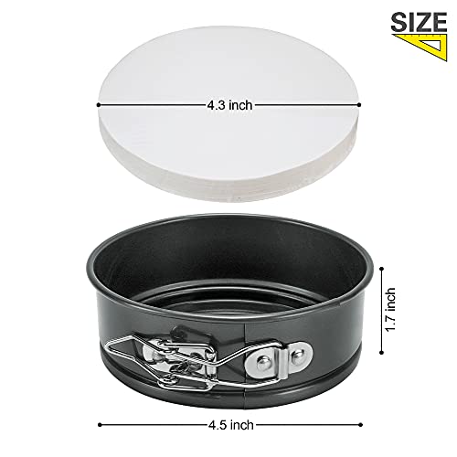 4.5 Inch Mini Springform Pan, Set Of 5 With 100Pcs Wax Paper, Small Nonstick Cake Pan For Mini Cheesecakes, Pizzas And Quiches #TOP1