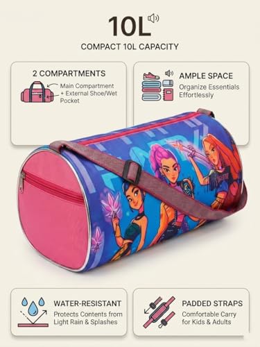 Image of Stylbase Kids Duffle Travel Bag | Durable Lightweight Polyester Sports & Gym Kids Luggage Carry Bag for Boys & Girls | Travelling Bag for Swimming, Dance, School & Weekend Trips (K-Pop1, 18)