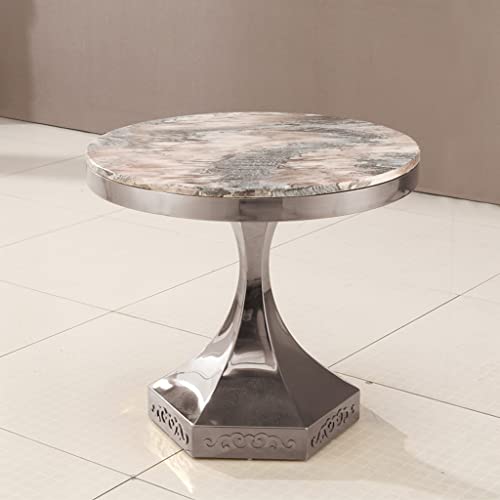 Table ronde en marbre salon petite table basse d'appoint en acier - 5