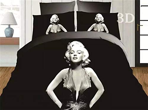 FWDDDEQ® Célèbre Actrice Noir Et Blanc Housse De Couette 140X200 Cm - Parure De Lit 1/2 Personnes avec Fermeture Éclair - Housse Couette 3D Imprimé en...
