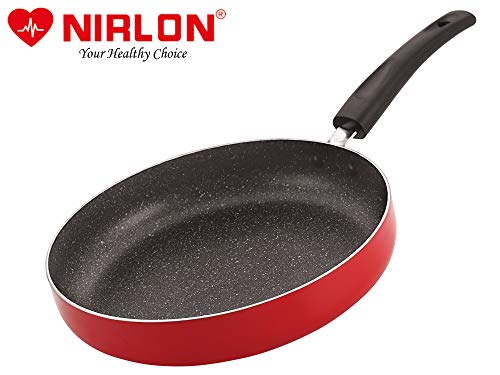Image of Nirlon Ruby Granite 7-Piece Aluminium Non Stick Cookware Gift Set with Glass Lid & 3 Spoon (Color-Red) (Compatible with All Gas & stovetops Only)