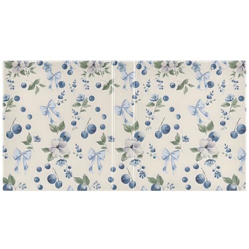 Image of Blueberry Blue Bow 3 Ring Binder with 2 Interior Pockets 1.5 inch Binders 3 Ring Heavy Duty Fit 8.5 inch x 11 inch Letter Size for Office School, 2 Pack