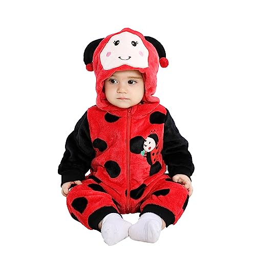 Doladola Costume Outfit per Bambino, Pigiama per Neonati, Costume per Bambino/Bambina, Abbigliamento per Giocare e per la Casa (Coccinella, 12-18 Mesi)