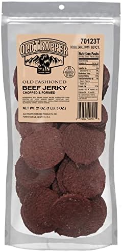 Old Trapper Old Fashioned Double Eagle Beef Jerky | Traditional Style Real Wood Smoked | 10g of Protein | 1 Bag (80 Pieces)