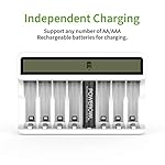 POWEROWL 8 Bay AA AAA Battery Charger with LCD Display (USB Quick Charging, Independent Slot) for Ni-MH Ni-CD…