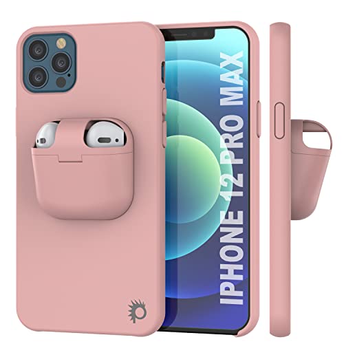 Punkcase for iPhone 12 Pro Max Airpods Case Holder (CenterPods Series), Pink