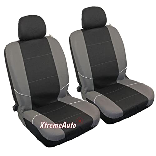XtremeAuto® Universal Fit Front Pair Of Car Seat Covers BLACK GREY