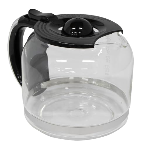 12-Cup Replacement Glass Carafe Pot with Lid for Heritage Coffee Makers, Black/Chrome