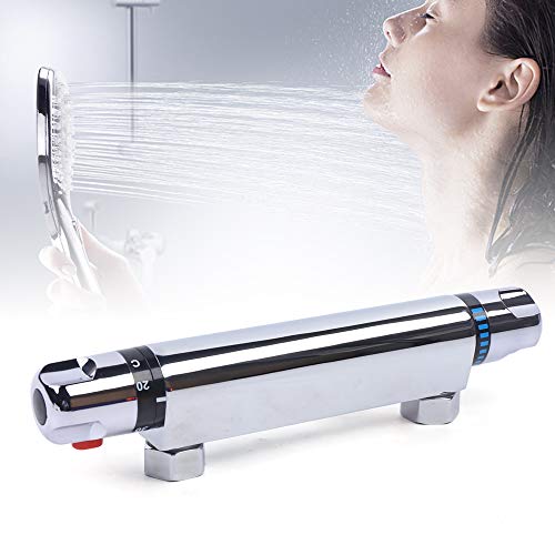 HarBin-Star Grifo de ducha con termostato, termostato de ducha, grifo mezclador para ducha, termostato con parada de seguridad de 38 °C, grifo de ducha termostático cromado, tamaño 1/2 (2 cm)
