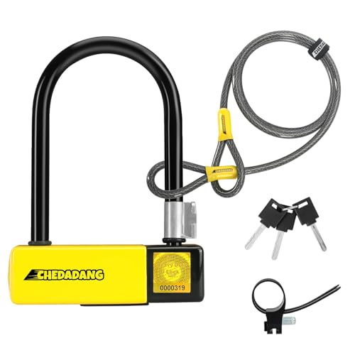 Candado en U 15mm con Cable de Acero 10mm para Bicicleta