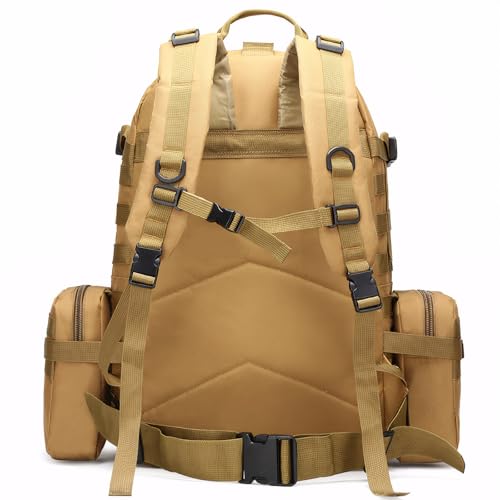 Military Tactical Backpack for Men 60L Waterproof Bug Out Bag Survival Rucksack Go Bag Emergency Molle System Army 3 Day Assault Pack for Hiking Hunting Camping Tan - Image 6