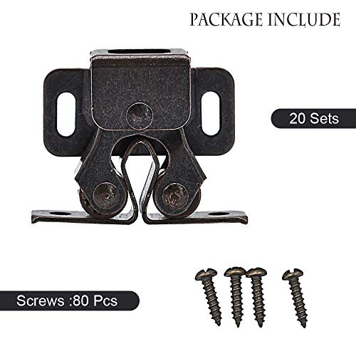 20Pcs Cupboard Closet Cabinet Door Double Ball Roller Catch Latch Cold Rolled Steel (Bronze Tone)