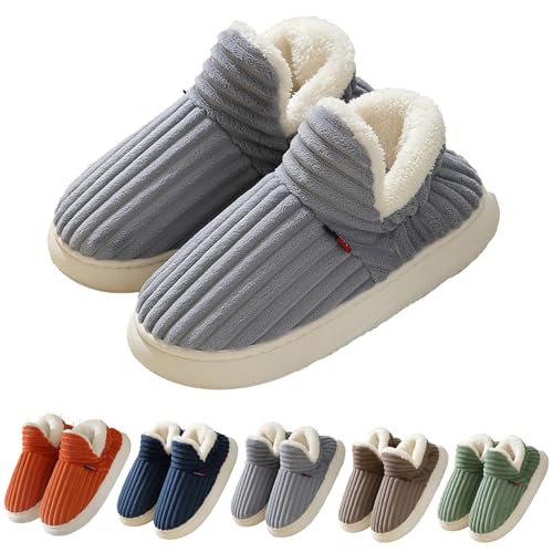 Unisex Ankle Bootie Slipper Fleece Lined Memory Foam Indoor and Outdoor Warm and Comfortable Shoes Anti Slip Cloud Slippers