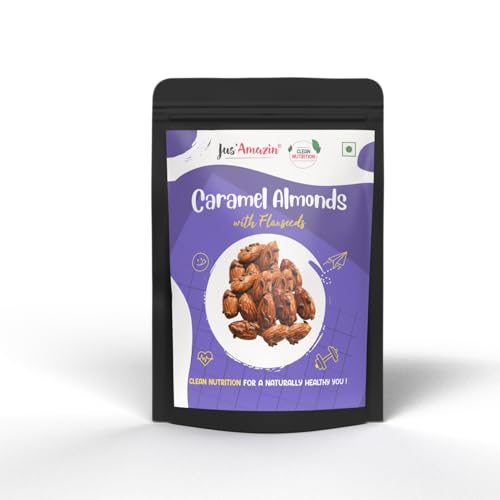 Image of Jus' Amazin Roasted Almonds Coated with Organic Flax Seeds - Sweet 'N' Salty (37g) | 22% Protein | 100% Natural | Dairy Free | Gluten Free
