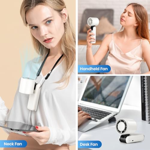 Image of Portable Handheld Cooling Ice Fan, Speed(1-100) Adjustable Mini Turbo Fans, 4000mAh Battery USB Rechargeable Personal Fans, LED Digital Display, 3 IN 1 Foldable Fan for Travel /Camping /Outdoor /Office