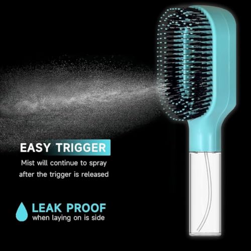 Image of 2-in-1 Spray Comb for Hair, Water Spray Detangling Brush with Built-In Mist Bottle, Anti-Frizz Wet Hair Brush for Men, Women & Kids Ideal for Long, Thick & Curly Hair (MINT BLUE)