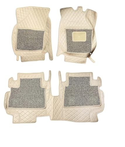 Image of Auto Hub Premium 7D car mat Jazz New, Luxury Double-Stich 7d Car Floor Mat Complete Set, 100% Waterproof and Washable, Color : Beige