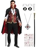 Miulruma Erwachsener Vampir Kostüm für Männer Halloween Vampir Kostüme mit Zubehör A062S