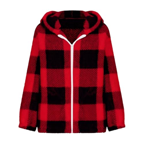 Womens Flannel Shacket Jacket Zip Up Fleece Plaid Hoodies Casual Long Sleeve Shirts Coats Warm Winter Clothing2