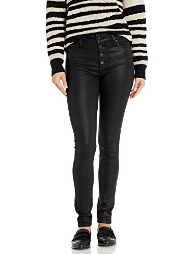 PAIGE Women's Hoxton Transcend High Rise Ultra Skinny Fit Jean, Black Fog Luxe Coating, 28