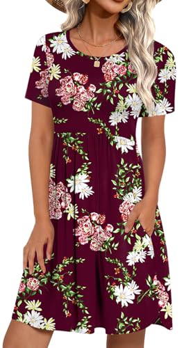 Image of LONGYUAN Womens Long Sleeve Dresses Casual Loose Fit Swing Dress Hide Belly with Pockets