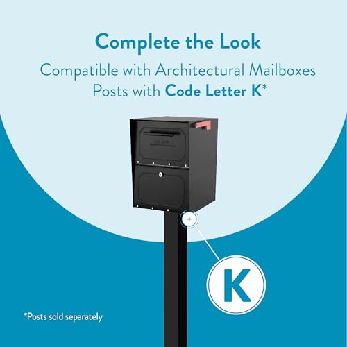 Image of Architectural Mailboxes Oasis Mailbox, Black | Galvanized steel build with a secure steel cam lock, magnetic door closure, and hopper delivery door. USPS approved.