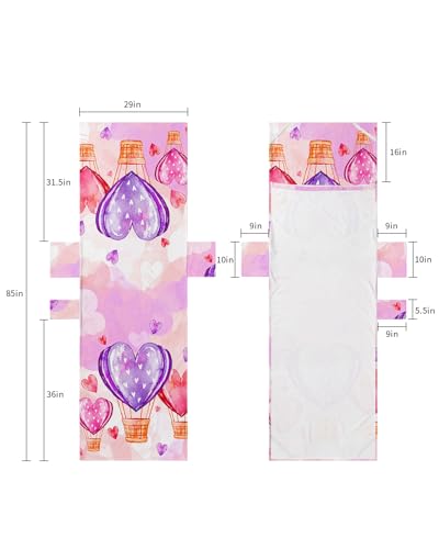 Purple Pink Red Love Heart Valentines Day Beach Lounge Chair Towel Cover, Soft Chaise Lounge Towel with Side Pockets Patio Pool Chairs Cover for Beach/Pool Sunbathing 29x85 Love Heart Balloon