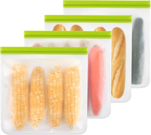 Reusable Freezer Bags, 6 Pack Reusable Gallon Freezer Bags Seal and Leak Proof, BPA Free Reusable Gallon Bags for Travel, Marinate Meats, Fruit or Food Storage