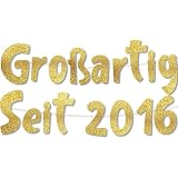Pancarta con purpurina con texto en inglés 'Großartig seit 2016', decoraciones de fiesta y accesorios para el 10º cumpleaños de niño y niña, pancartas divertidas para decoración de cumpleaños de 10