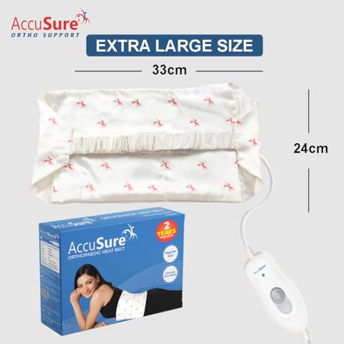 Image of AccuSure H3002 Heating Pad (33x24 cm) | Extra Large Size Electric Heat Pad for Back Pain & Period Pain Relief | Fast Heating | 3 Heat Settings | Reusable Pad for Men & Women | 2 Year Warranty | Unisex Use