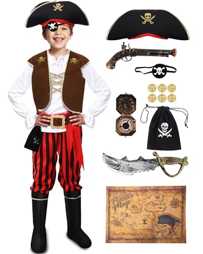PARTTELY Pirate Costume Set for Boys, Kids Pirate Costume...