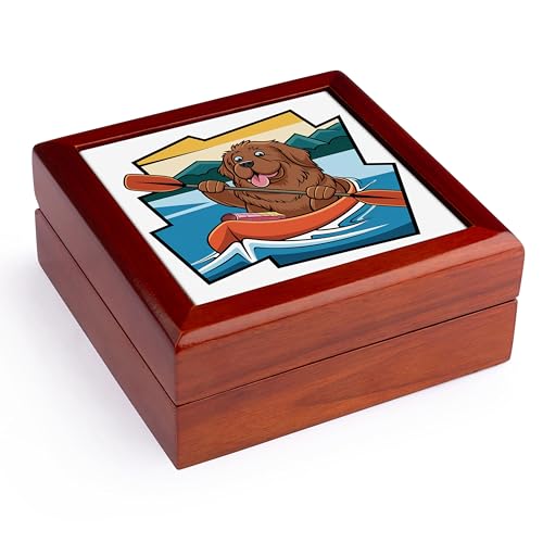 3dRose Newfoundland Puppy Kayaking Jewelry Box 5.5x5.5 inch