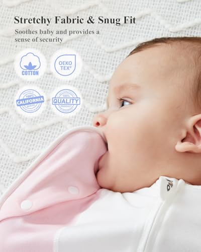 Image of KIDIRA Transition Swaddle, Baby Swaddles 3-6 Months 12-18lb Breathable Back Fabric, Arms Up Swaddle 3-6 Months Newborn, Promotes Healthy Hip Development, 2-Way Zipper&Foot Buttons, 1Pack, Pink