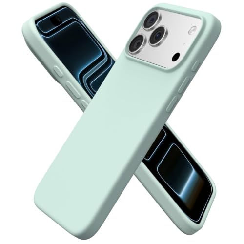 Image of ORNARTO Compatible with iPhone 17 Pro Max Case 6.9 inch, Slim Liquid Silicone 3 Layers Soft Gel Rubber Shockproof Protective Cover with Anti-Scratch Microfiber Lining-Mint Green