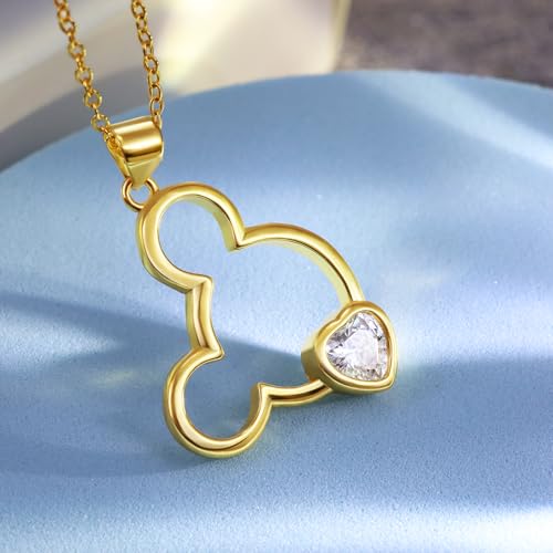 Gold Cute Necklace for Girls Teens Women - Sterling Silver Hypoallergenic Cubic Zirconia Mouse Pendant Necklace Adjustable Dainty Lovely Necklace Fashion Jewelry Adorable Gifts for Christmas Daughter4