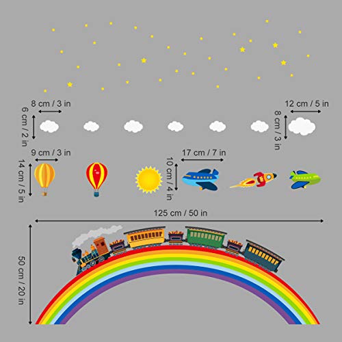 Vinilo decorativo infantil arco iris tren cohete aviones miniatura 4