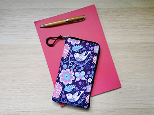 Tainada Men Women Phone Neoprene Shockproof Zippered Case Bag Pouch With Finger Ring Strap For Iphone 14/13 / 12 Pro Max, Xr, Samsung S23+, S22 Ultra, A14, A54 (Purple Floral) #TOP2