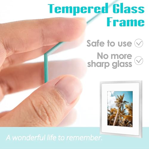 Image of Frametory, 16x20 Picture Frame with Mat for 11x14 Picture- - High Definition Glass Wide Molding - Preinstalled Wall Mounting Hardware (Silver, 1 Pack)