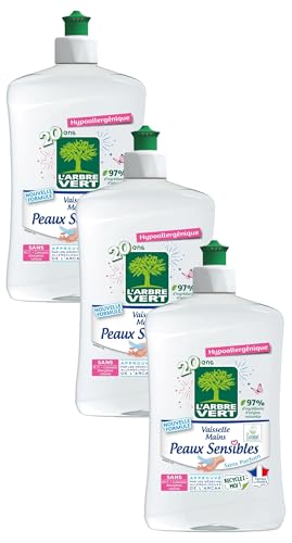 L'Arbre Vert Liquide Vaisselle Peaux Sensible, 500ml (Lot de 3)