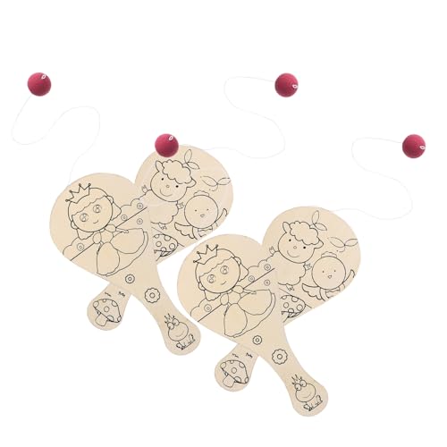 KONTONTY 4 piezas Raquetas de Madera sin para Manualidades de Pintura y Dibujo Creativo con Patrones Aleatorios para Fiestas y Regalos Infantiles