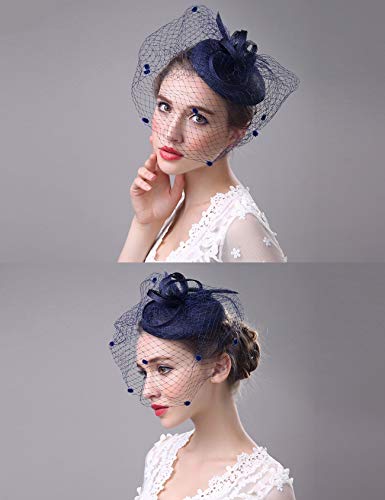 Chapéus Legou Fascinators anos 20 e 50 chapéu para coquetel, chá de festa com véu para meninas e mul