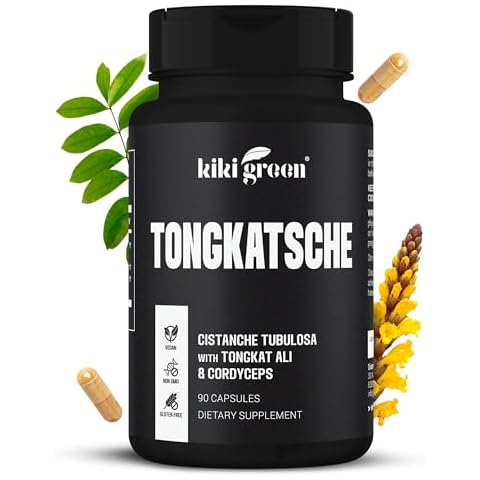 KIKI Green Tongkat Ali Supplement for Men - Tongkatsche with Cistanche Tubulosa, Cordyceps - Energy, Recovery & Vitality Support - 90 Vegan Capsules 400mg Tongkat Ali & 400mg Cistanche Extract Cover