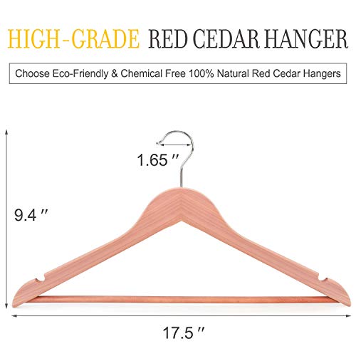 TOPIA HANGER American Red Cedar Wooden Hangers, Clothes Hangers for Closet, Wood Coat Hanger with Smooth Cut Notches, 360°Flexible Hook, Non-Slip Pants Bar,10 Pack-CT07C by TOPIA HANGER - Image 7
