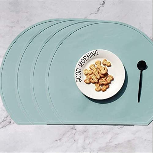 LONGFITE Thick Placemats Silicone Place Mats for Kids Non-Slip Table Mats, Pack of 4 (Mint Green)