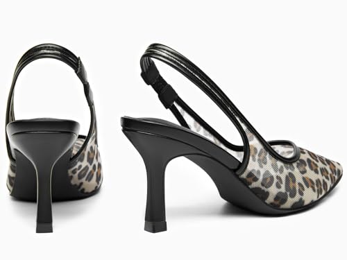 Image of Coutgo Womens Mesh Slingback Kitten Heels Pointed Toe Low Heel Pumps Sexy Dress Shoes