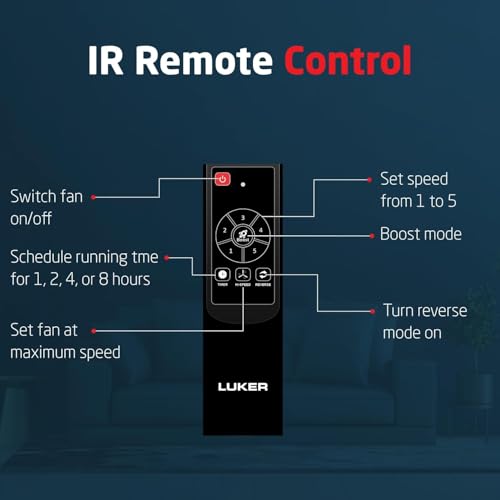 Image of LUKER JVLuker USA Radial 1200mm BLDC Ceiling Fans with Remote, BEE 5 star Rated Energy Efficient Ceiling Fan for Living Room, High Air Delivery, Black-Black-Black, 3 Yrs Warranty