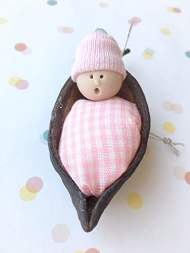 Pink & White Baby Girl in a Pea Pod Christmas Ornament Decoration